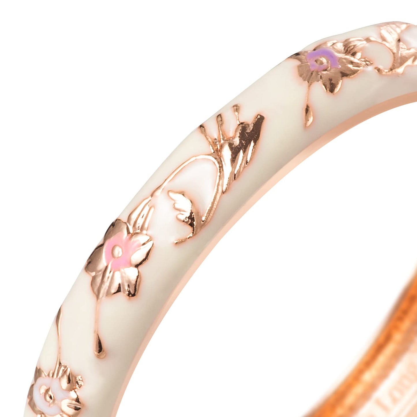 UJOY Enamel Bracelet Gorgeous Painting Wedding Birthday Gifts Cuff Bangles Jewelry Plated 55A81 White