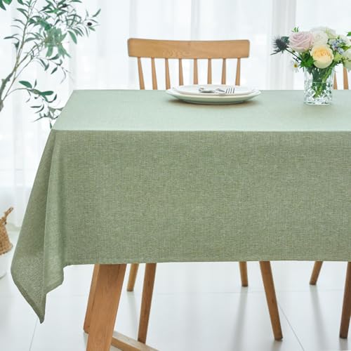 maxmill Linen Texture Tablecloth Water Resistant Antiwrinkle Spillproof Wipeable Washable Soft Fabric Table Cloth for Dining Room, Buffet Banquet Party Holiday, Rectangular 60 x 108 Inch, Sage Green - color: Sage Green, size: 108" x 60" (Rectangular)