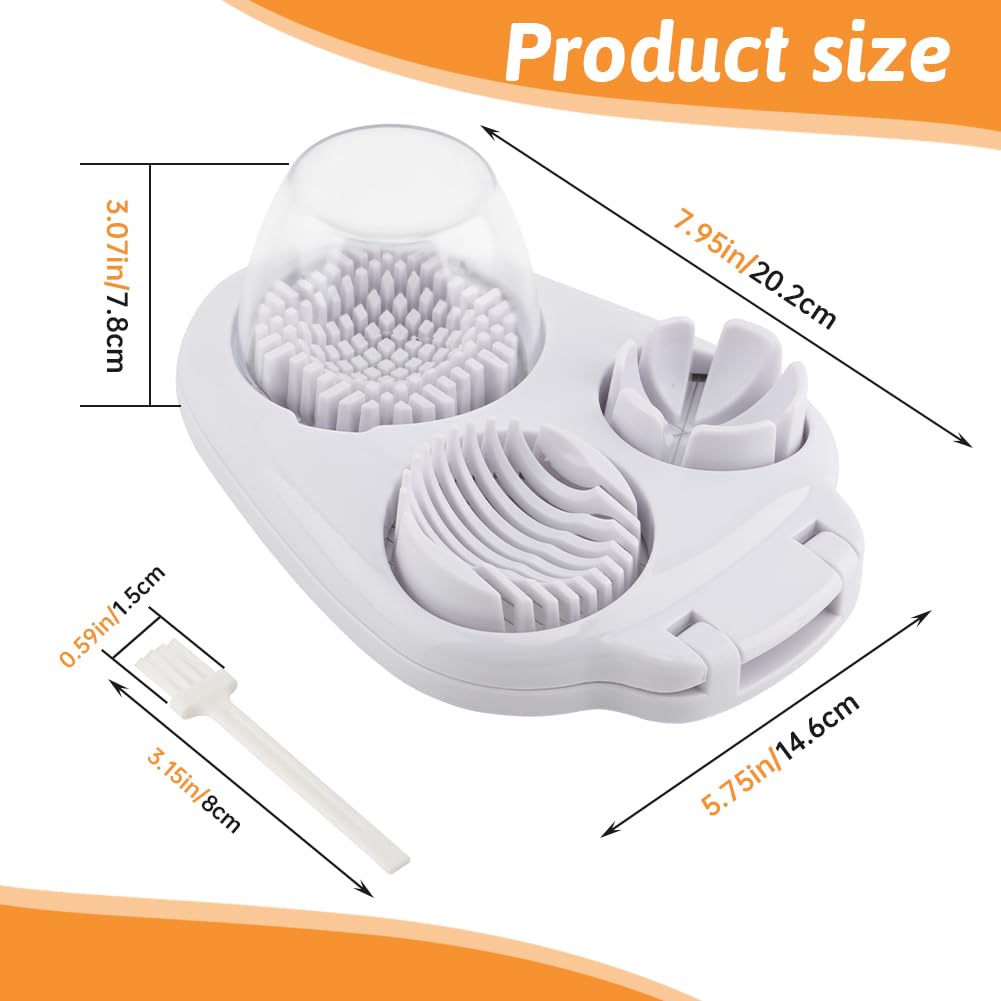 3-In-1 Egg Slicer for Hard Boiled Eggs,Stainless Steel Egg Cutter with 3 Cutting Modes,Multipurpose Kitchen Gadget Dicer for Butter Strawberry,Mushroom,Banana,Tomato,Easy to Use