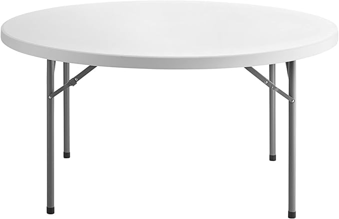 2 Pack! 60" Round Granite White Plastic Folding Banquet Table, Heavy Duty, Modern Design, Indoor & Outdoor Use, 8 Seating Capacity