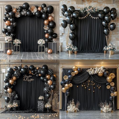 20ftx12ft Black Backdrop Curtain -Wrinkle Free Black Drapes for Birthday Parties, Photography, and Wedding Receptions-4 Panels 5FTx12FT - color: black, size: W5' x H12'(4 panels)