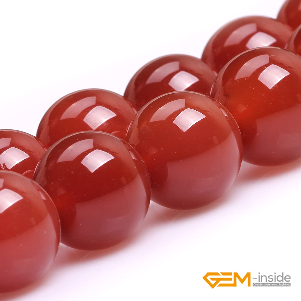 GEM-Inside Natural 18mm Carnelian Red Agate Round Gemstone Loose Beads Crystal Energy Stone for Jewelry Making 15 Inches