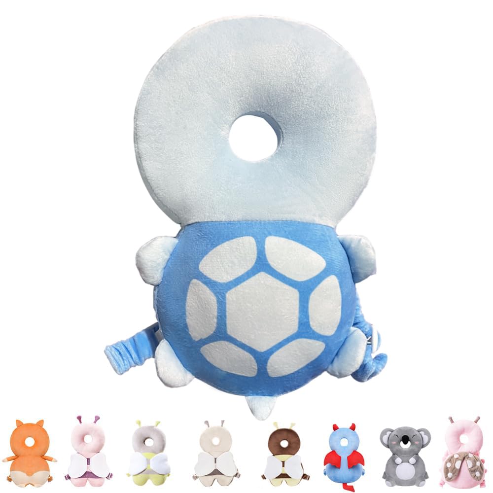 Baby Head Protector Backpack for Falling Crawling and Walking Toddler Essentials Harness Infant Koala Toys Helmets Baby Essentials Must Have 0.5-2 Years (Blue_Turtle)