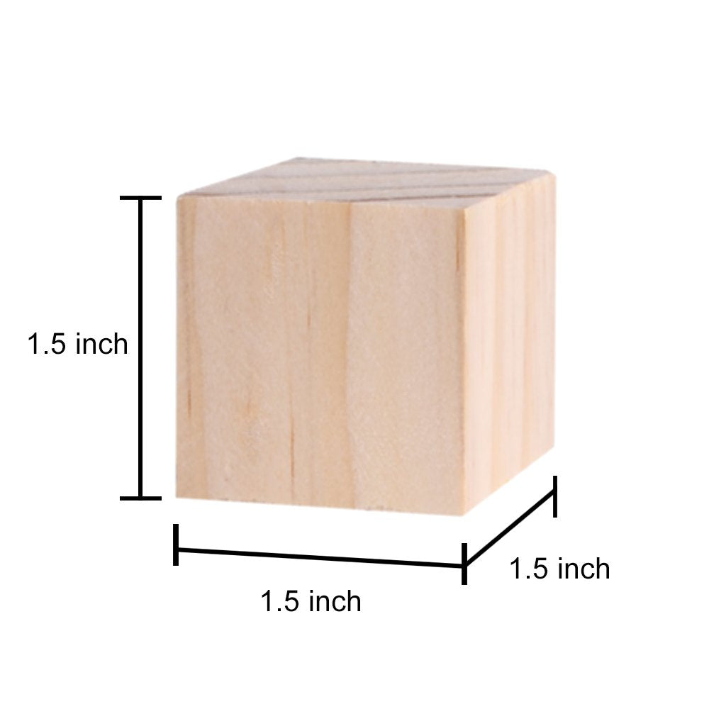 Supla 40pcs 1.5 inch - Natural Solid Wood Square Blocks - for Puzzle Making, Crafts, and DIY Projects