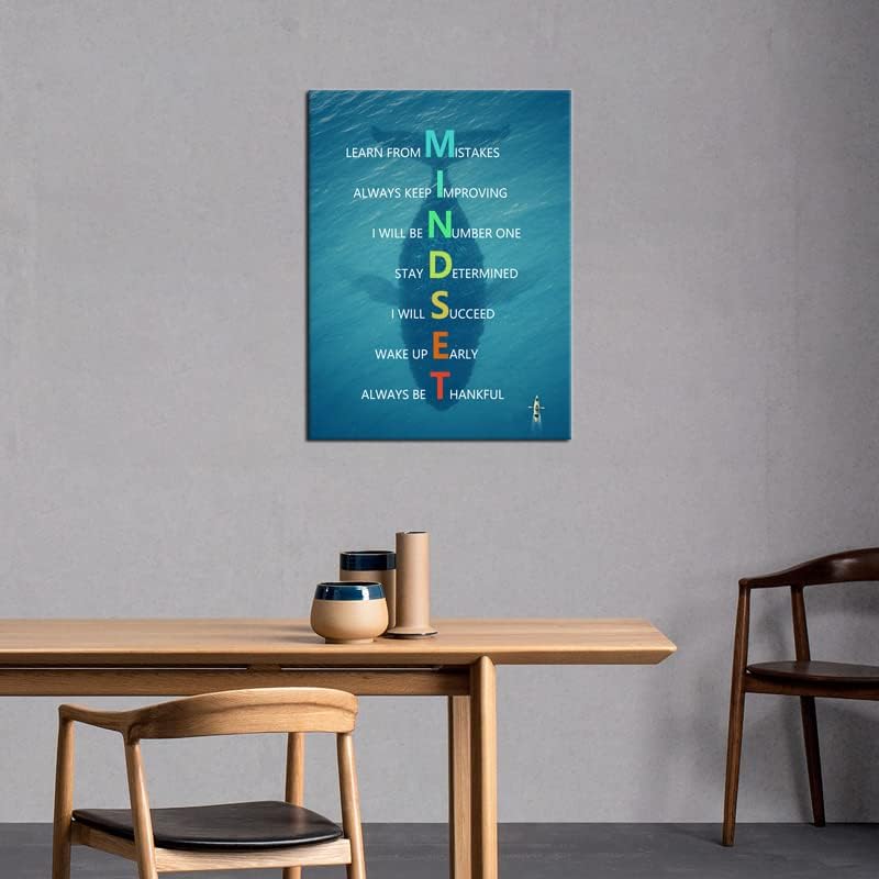 Motivational Canvas Wall Art for Office Whale Inspirational Entrepreneur Quotes Mindset Poster Print Artwork Painting Picture for Framed Home Decoration Living Room Ready to Hang [18''W X 24''H]