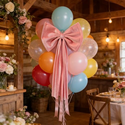Extra-Large Pink Velvet Bow 1Pc 19.6 * 39.3 inch, Ultra-Thick Velvet Fabric for Wedding Arches, Large Christmas Tree Topper, Giant Wreaths, Statement Party Decor
