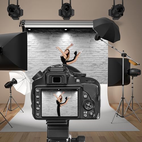 Vinyl 9x6ft Backdrop Photography Background White Brick Wall Computer-Print Seamless Photo Background Children Baby Adults Portraits Photo Studio Props - size: 9x6ft