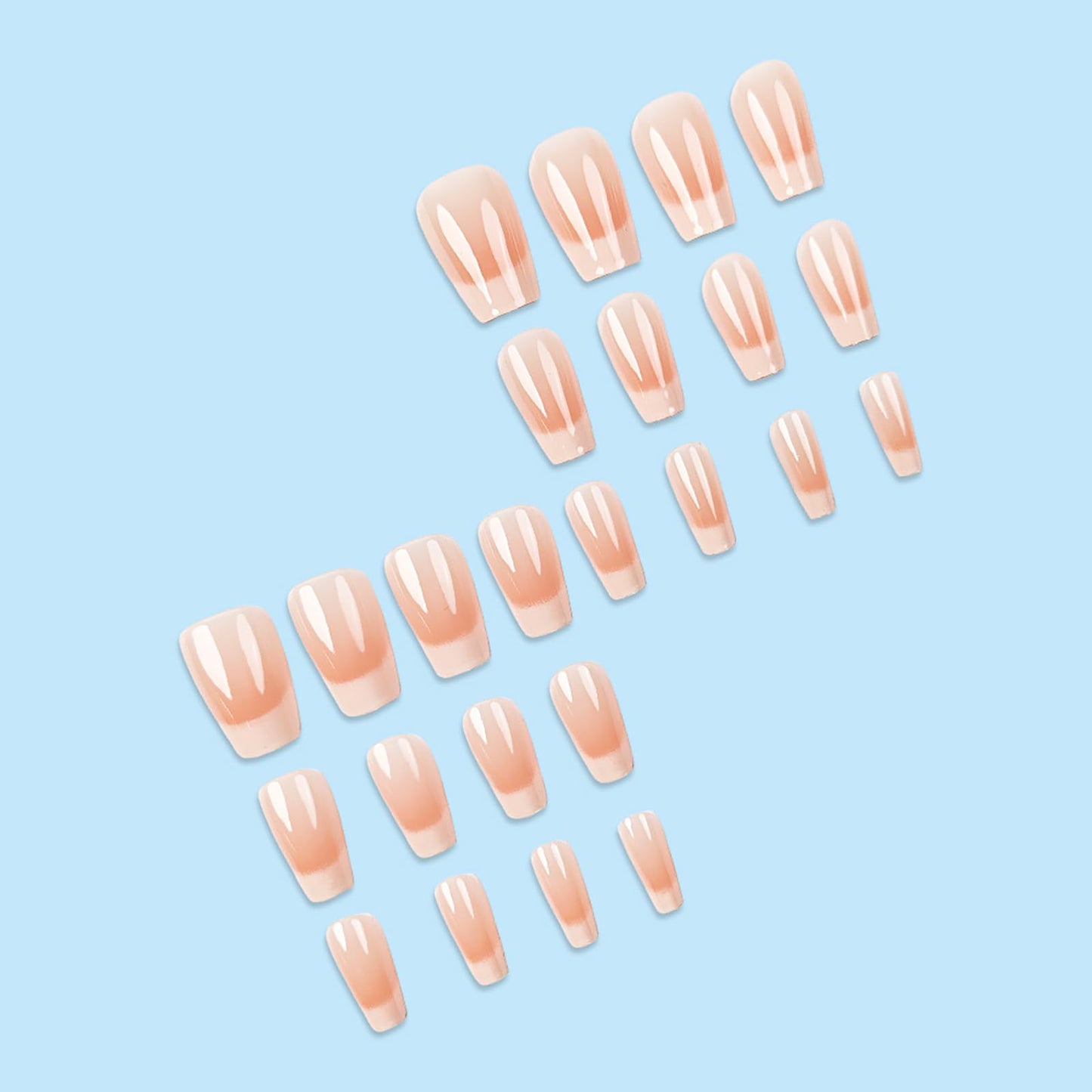 Medium Square Press on Nails White French Tip Fake Nails Nude Pink Press ons Acrylic False Nails Glossy Artificial Full Cover Stick on Nails for Women Girls 24 Pcs