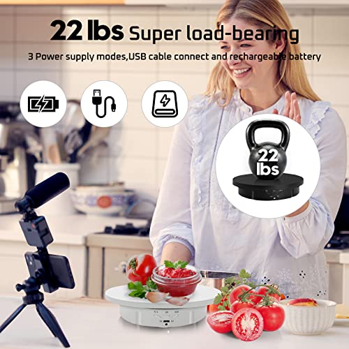 JAYEGT 3in 1 Motorized Rotating Display Stand with 5.74 /7.08/ 8.66 inch Replacement Cover，Max 22lbs Load , 360 Electronic Turntable for Photography Products (3 in1 / White/ With Remote controller) - color: White