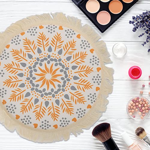 Boho Photography Prop Mat, Boho Decorative Mat with Exquisite Pattern and Tassel Design, Insulation Pad for Table Decoration, Includes 4 Mats for Photo Shoots and DIY Wax