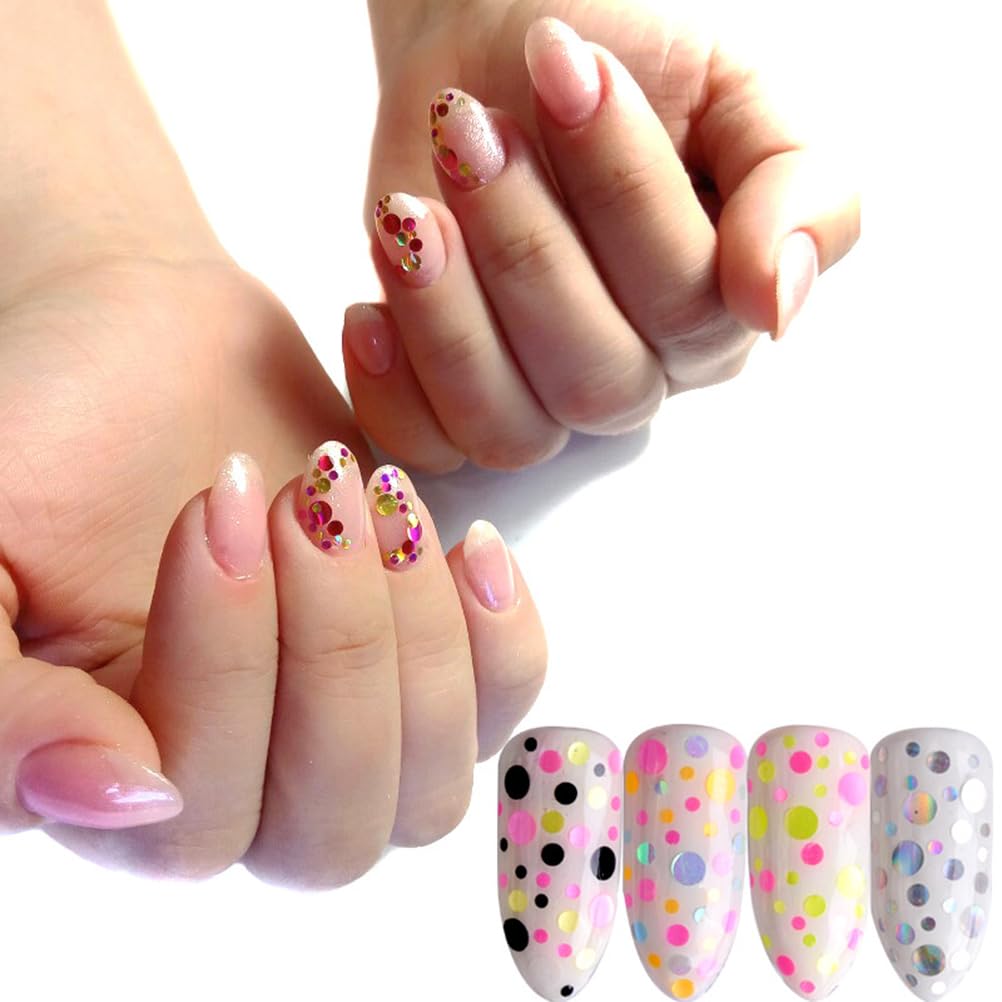 3 Boxes Circle Stickers Gem Stickers Round Nail Glitter Nail Decorations Glitter Paillette Nail for Nail Art Jewelry Kit Thin Nail Sequins Round Variety Decorate