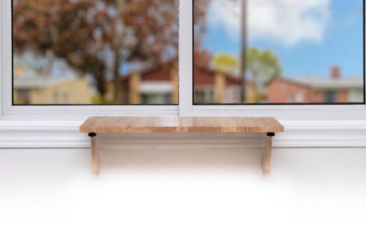 AD Furnishes Original SillMate Window Plant Shelf, 21.25" Sill Shelf for Plants - Verify Sizing First - Cat Perch - Renter Friendly No Drilling/Damage - Sill Extender for Plants - Window Table