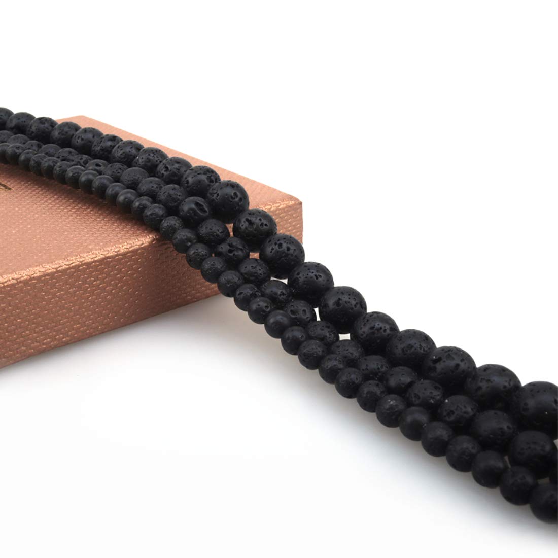 ICAI Beads 10mm Natural Volcanic Gemstone Round Loose Stone Beads for Jewelry Making DIY Crafts Design 1 Strand 15" APPR.34-36pcs