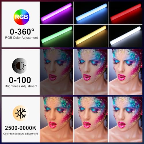 PULUZ Magnetic Handheld Light Wand, Full Color RGB Light Stick, LED Fill Light with 3000mAh Rechargeable Battery, 2500-9000K Dimmable Camera Tube Light for Studio Photography TikTok YouTube Vlog, 30cm - size: 11.8 inches