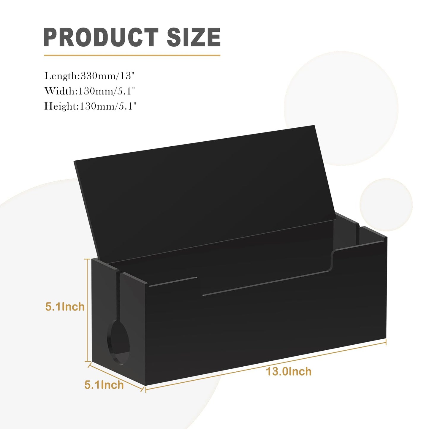 Cable Cord Organizer Box, 2 Open Slots Cords Hider Box, Under Desk Power Strip Organizer and Floor Cables Storage, Black