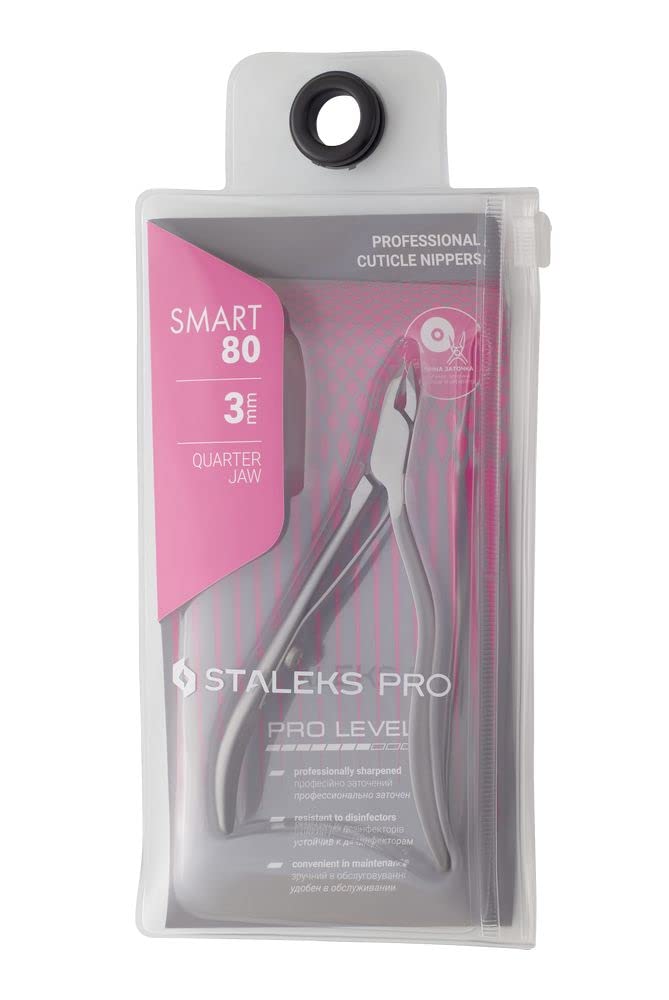 Staleks Pro SMART 80 Cuticle Nippers – 3mm Blade Cuticle Trimmer – Ergonomic Handle – Stainless Steel – Professional Manicure Tool