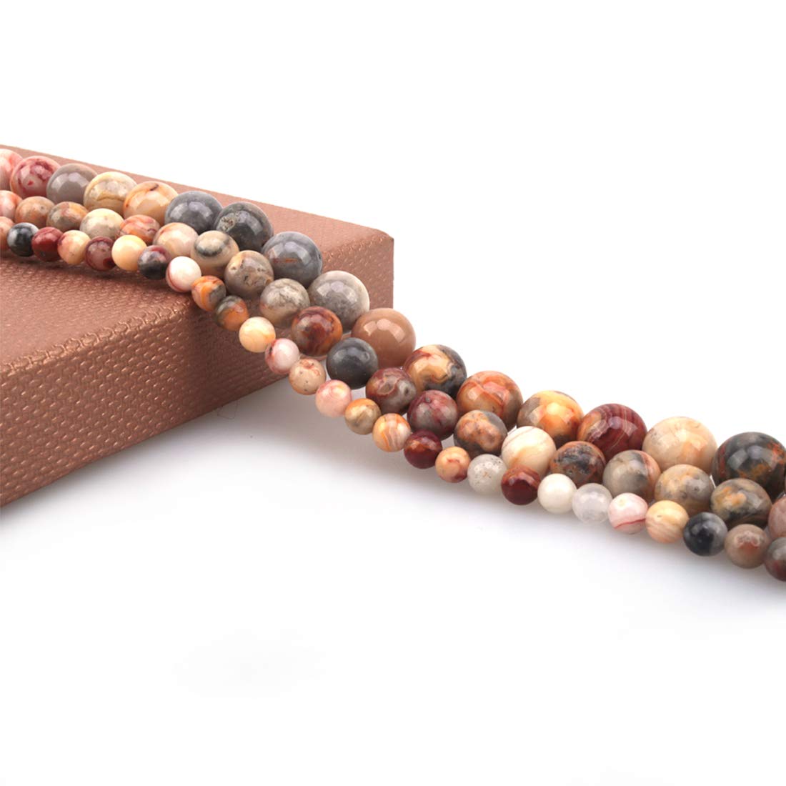 ICAI Beads 8mm Natural Crazy Lace Agate Stone Round Loose Stone Beads for Jewelry Making DIY Crafts Design 1 Strand 15" APPR.