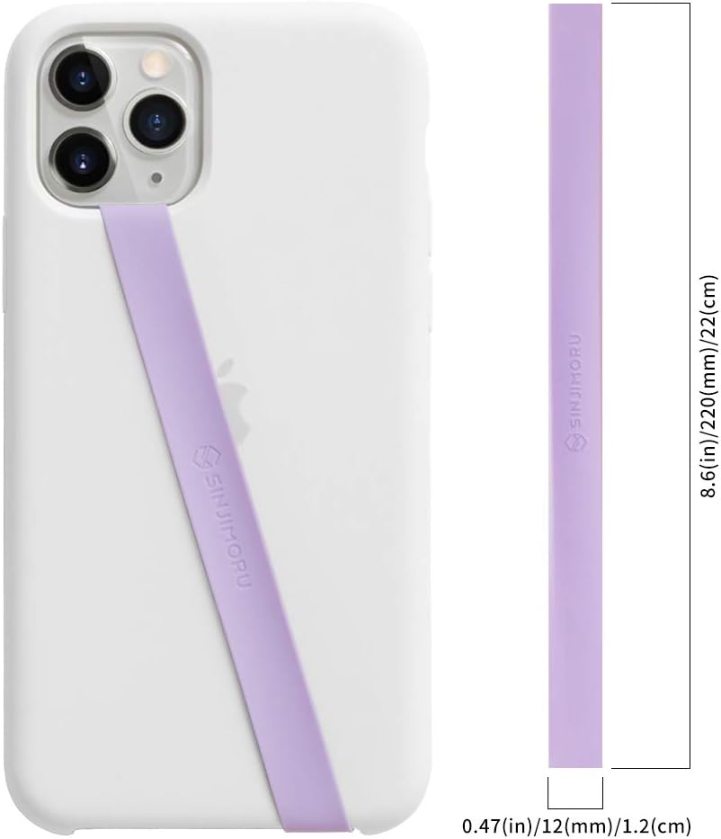 Sinjimoru Stretchable Silicone Phone Strap, Flexible and Elastic Grip Holder for iPhone & Android, Secure Phone Loops Finger Grip with Wireless Charging Support Sinji Loop Lavender