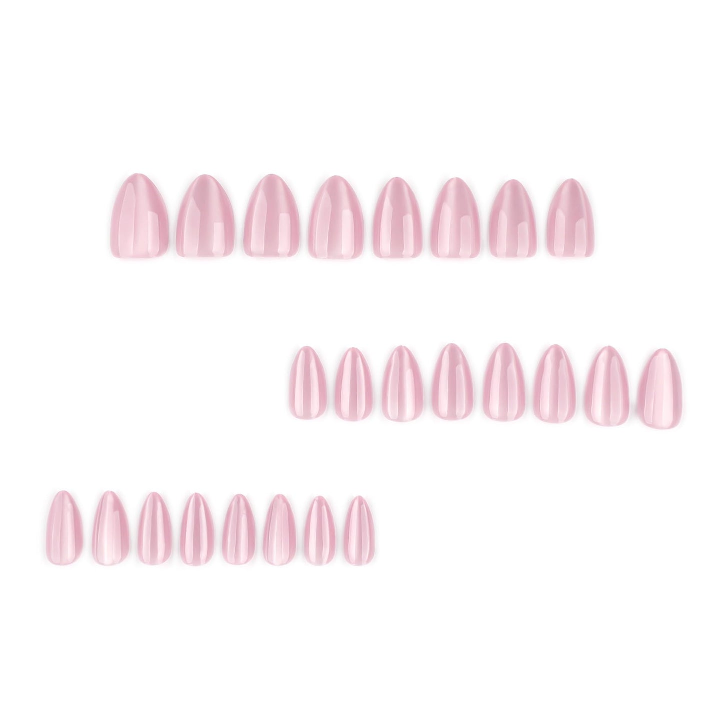 CTTHNBD Press on Nails Almond - Medium, Pink Fake Nails with Shiny Design - Glossy Full Cover Stick on False Nails - for Women 24 Pcs