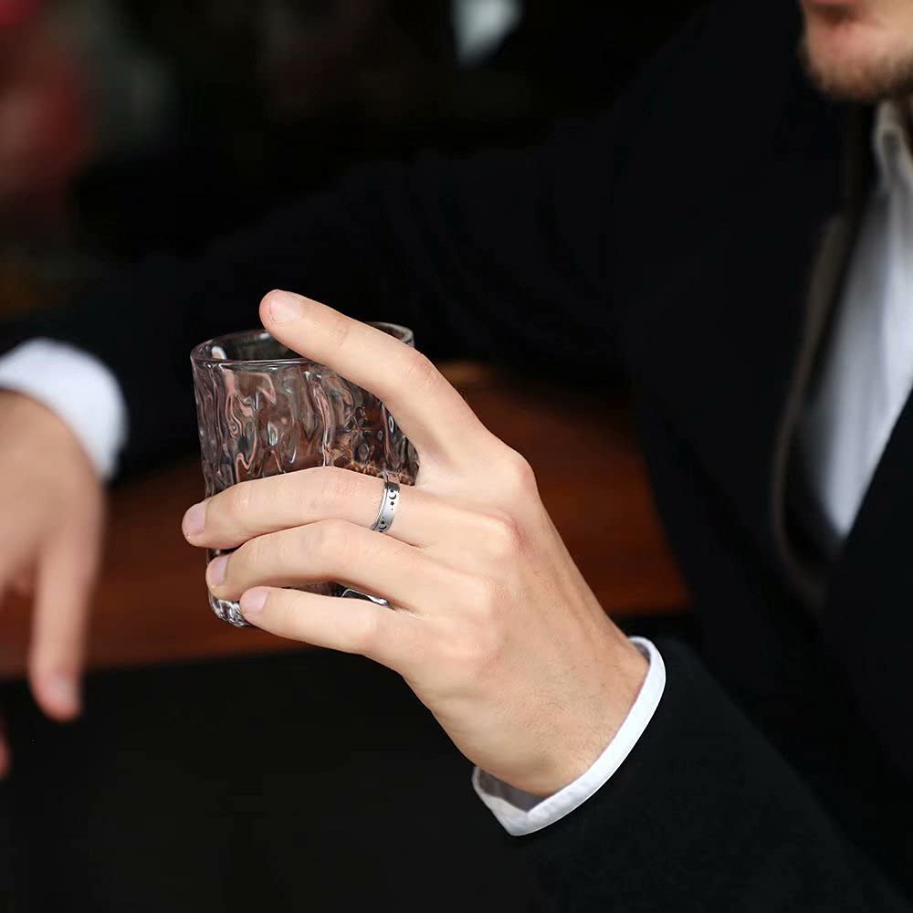 King Will 6mm Silver Stainless Steel Ring Spinner Ring Moon Star Fashion Anxiety Relief Rotatable Wedding Ring For Men Women 9
