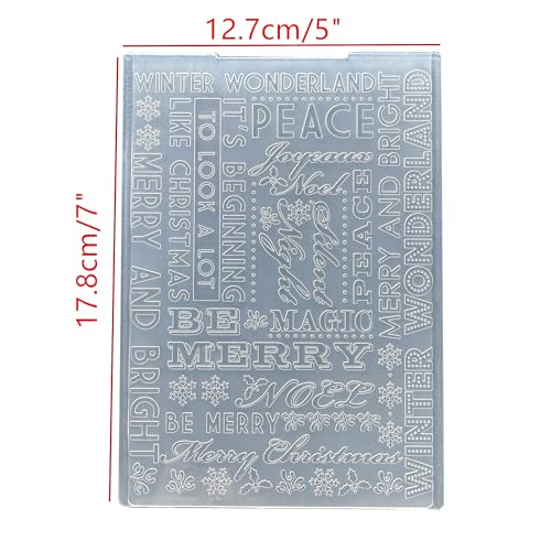 DIYology Christmas Sentiment Embossing Folders for Card Making, Xmas Blessing Words Background Texture Embossing Folder Template for DIY Paper Crafts Scrapbooking Polymer Clay Decoration