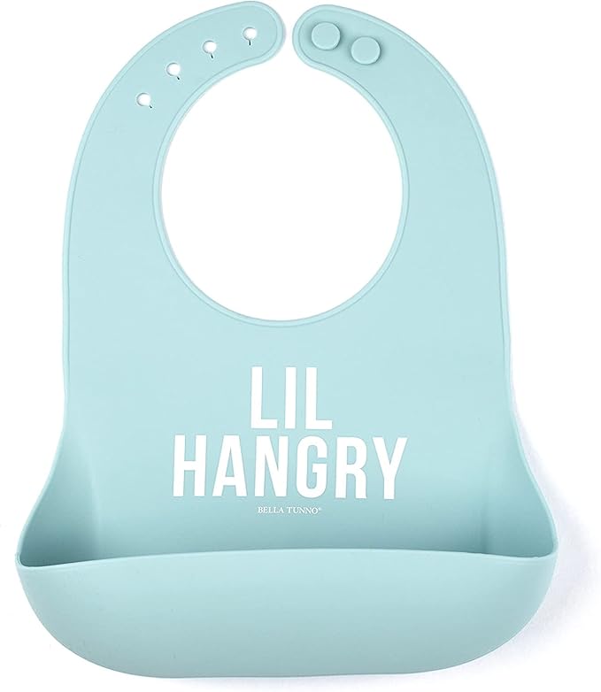 Bella Tunno Wonder Bib - Adjustable Silicone Baby Bibs for Girls & Boys, Durable and Waterproof BPA Free Silicone, Lil Hangry,One Size,WB224