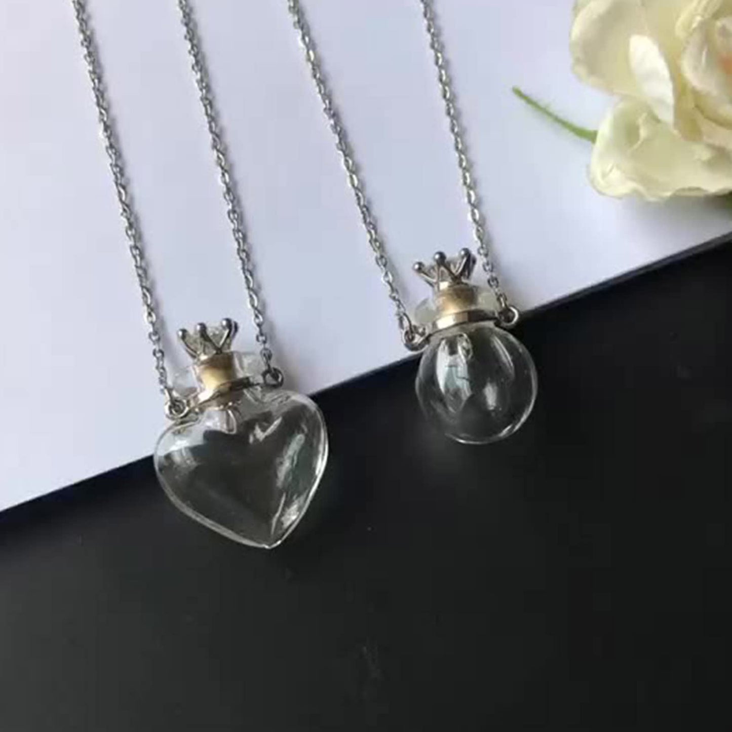 Essential Oil Diffuser Perfumes Bottle Pendant Necklace Jewelry Clear Tear Drop Vial Essential Oil Pendant Necklace Bottle Necklaces for Women