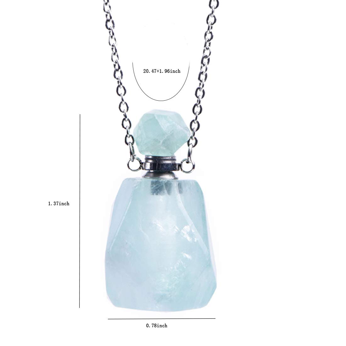 YGLINE Fluorit Essential Oil Crystal Vial Necklace,Essential Oil, Youngliving,Perfume Bottle Necklace