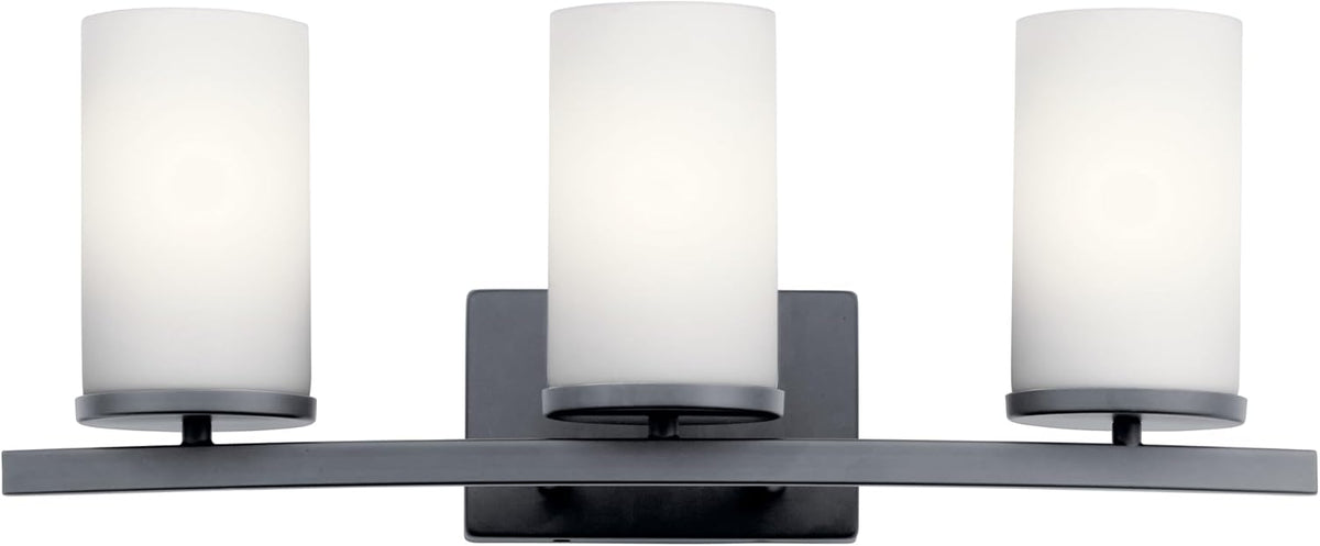 KICHLER 45497BK Crosby Vanity, 3-Light 300 Total Watts, Black