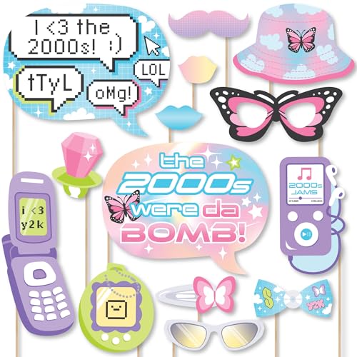 Big Dot of Happiness 00s Y2K - 2000s Party Photo Booth Props Kit - 20 Count - color: 00s Y2k