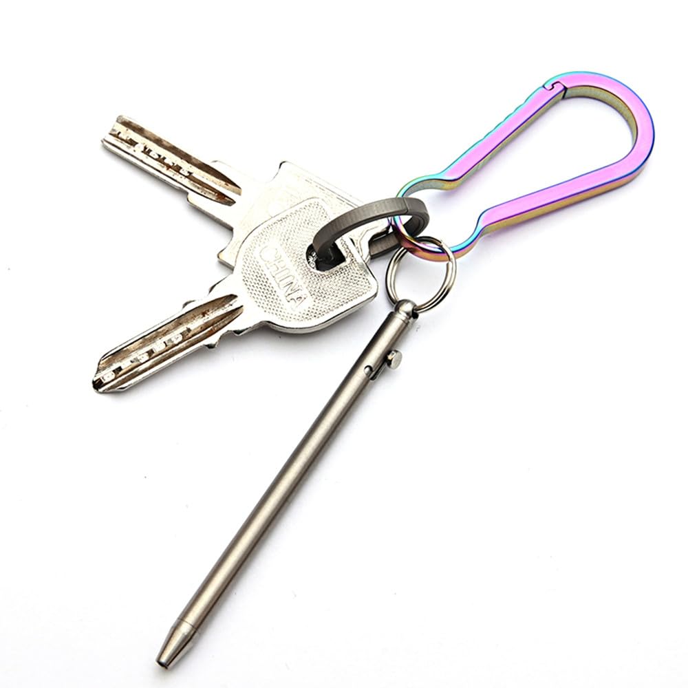 SZHOWORLD Mini Keychain Titanium Pen - Ultra Light Portable EDC Small Bolt Action, Outdoor Gadget Personality Creative Signature (Titanium Color)