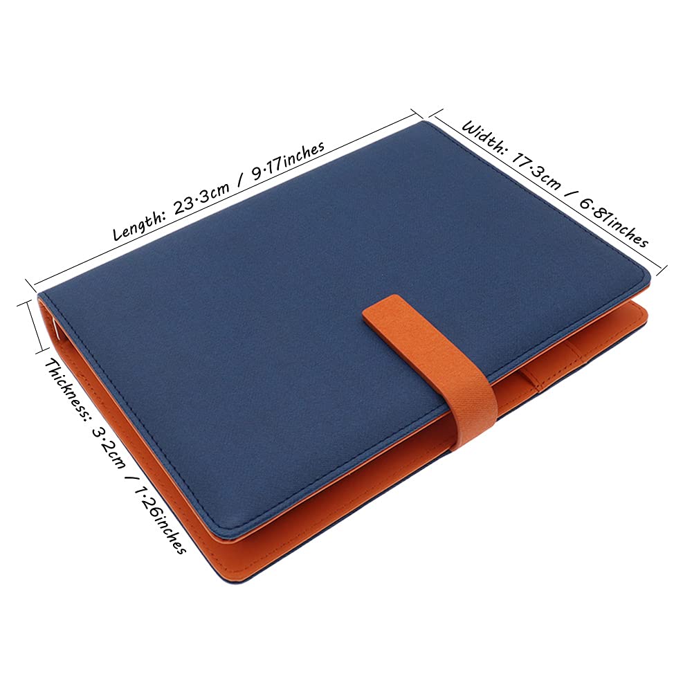 HXRTANGS A5 Refillable Notebook, Ring Binder Journal Personal Organizer with Lined Paper + Planner Stickers + Subject Dividers + Index Tabs + Bookmark Ruler + Zip Bag + Stencil, Navy Blue