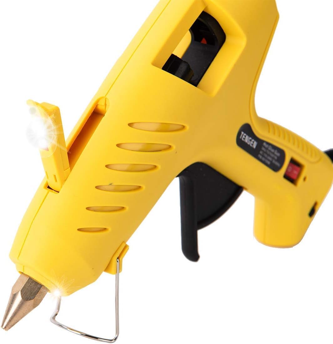 TENGEN Hot Glue Gun with LED Lights and 18 pcs Glue Sticks, Heave Duty High Temp Melting Glue Gun for DIY, Arts & Crafts Use