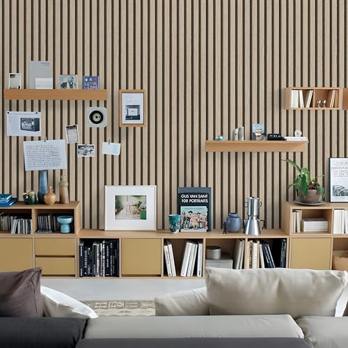 myforHD Wallpaper Peel and Stick Wood Grating Stripe Self-Adhesive Wallpaper Faux Wood Contact Paper Wood Slats Self Adhesive Wall Paper PVC Vinyl Film Removable Waterproof 17.3" x 393" - color: Wood G, size: 17.3" x 393.7"