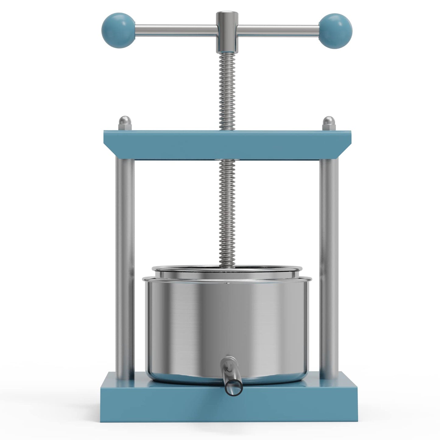 SQUEEZE master Cheese Tincture Herb Fruit Wine Manual Press -0.53Gallon/ 2 Litre-Power Ball Handle-Stainless Steel & Iron for Juice, Cider,Wine,Olive Oil-Blue