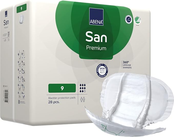 Abena San Premium Incontinence Pads, Heavy Absorbency, (Sizes 8 to 11), Size 9, 112 Count