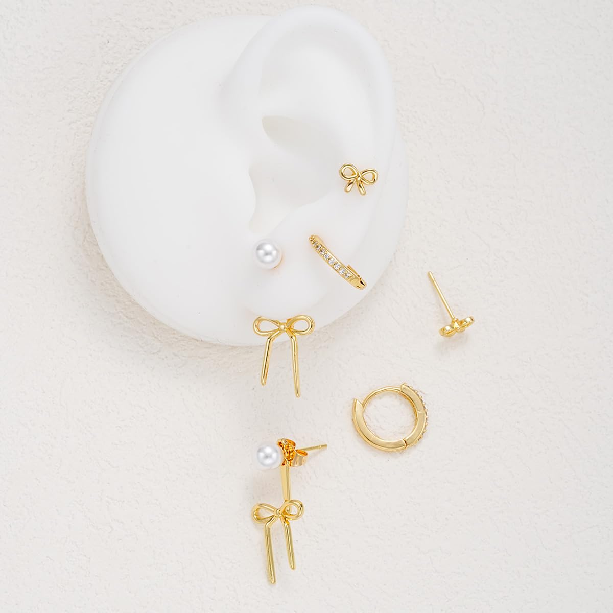 Gold Stud Earrings for Women, 6 Pairs 14K Hypoallergenic Cartilage Earrings for Multiple Piercing, Dainty Small Stackable Gold Hoop Earrings Set (Rose Gold)