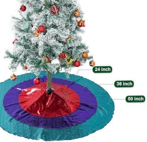 Poise3EHome Purple Christmas Tree Skirt, 36 Inch Sequin Tree Skirt