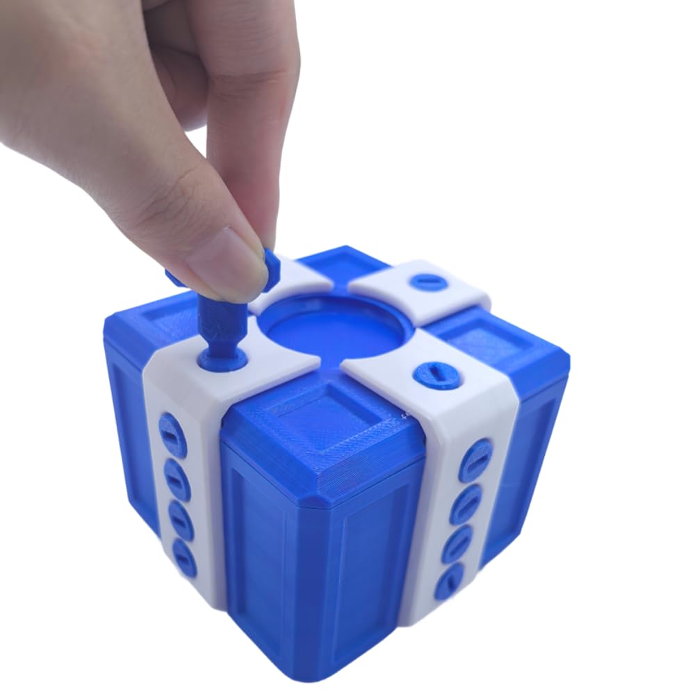 sofarefinish 3.14'' Annoying Gift Box, Multicolor 3D Printed Prank Box, Prank Box Set, 3 Count (Blue with Red, Blue with White, Black with Yellow)