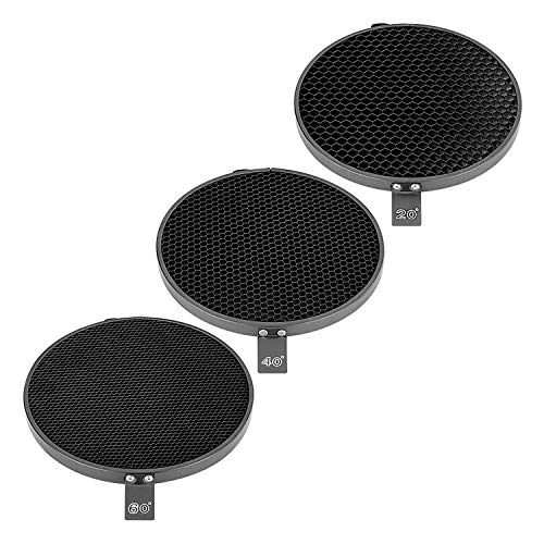 Neewer Standard Reflector 7 inches/18 Centimeters Soft Diffuser with 20/40/60 Degree Honeycomb Grid for Bowens Mount Studio Flash Strobe Light Monolight
