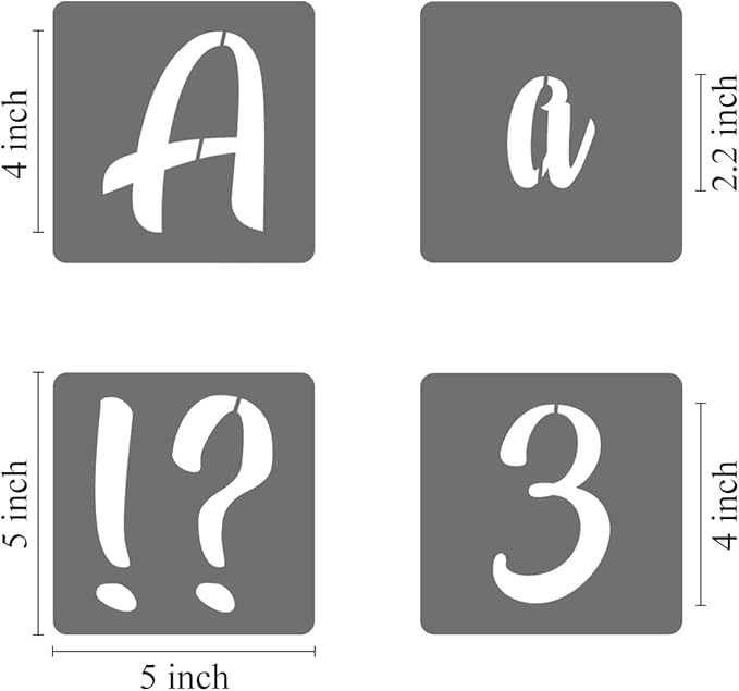 4 Inch Alphabet Letter Stencils - 70 Pack Letter Number Stencil Templates with Signs for Painting on Wood, Reusable Calligraphy Letters and Numbers Stencils for Chalkboard Fabric Wood Signs