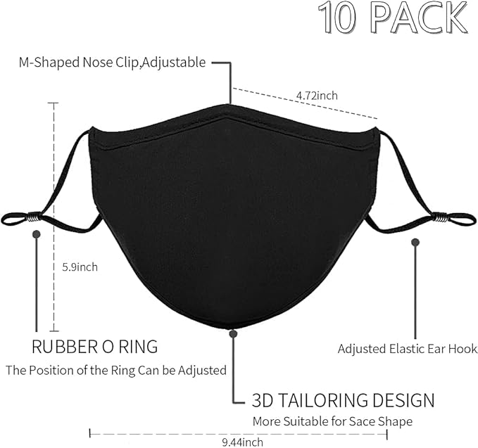 Black Reusable Breathable Cloth Face Protection，Adjustable Washable Male and Women Fashion Face Protection Cover