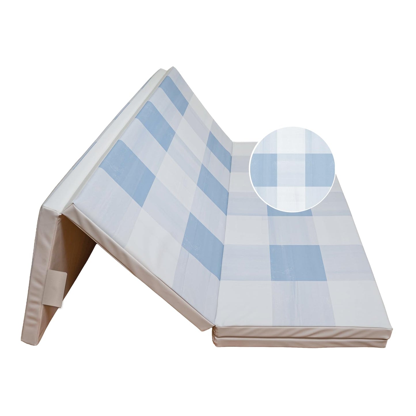 Toddlekind Tumble Mat – Foldable Memory-Foam Play Mat 4 × 6 ft – Cushioned Tumbling, Non-Toxic & Vegan Leather, Easy-Wipe, Portable Baby Play Gym (Blue)