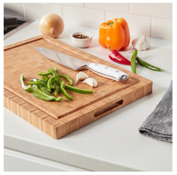 Cuisinart 17" Reversible End Grain Bamboo Cutting Board Embedded Handles