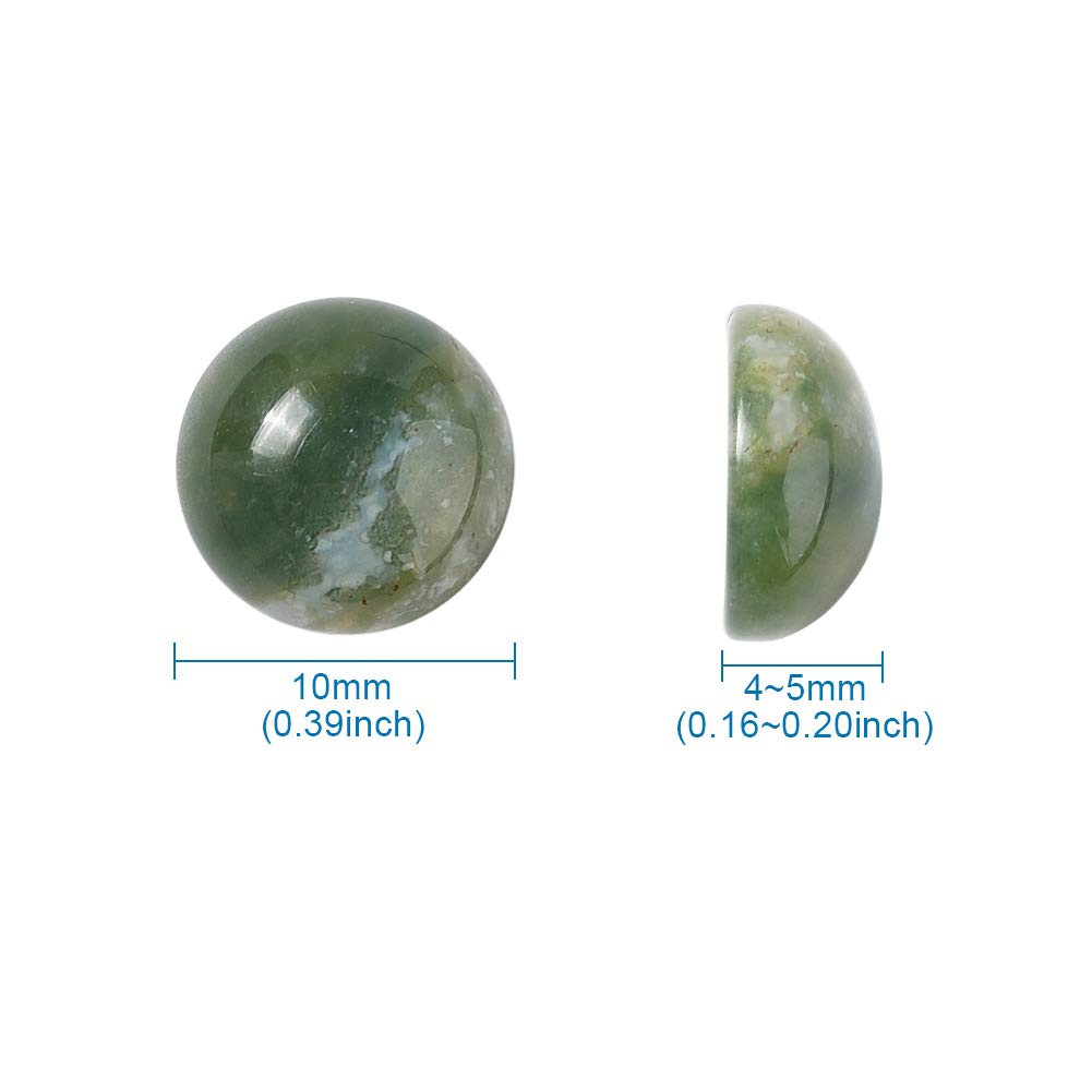 Fashewelry 50Pcs Natural Indian Agate Cabochons Colorful Stone Half Round Beads 10mm Flat Back Gemstone Chakra Healing Crystal Dome Cover Cabs for Jewelry Making