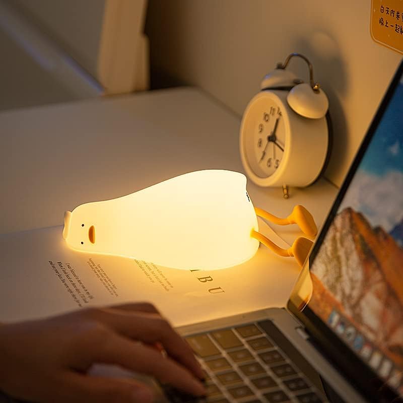 YR YRHH-PET Existential Crisis Duck Lamp, Squishy Kids Cute Lying Flat Duck Night Light, Rechargeable Ducky Lay Touch Lamp, College White Elephant Gifts, Mom Mothers Day Gift, Fun Decor, Safe Silicone