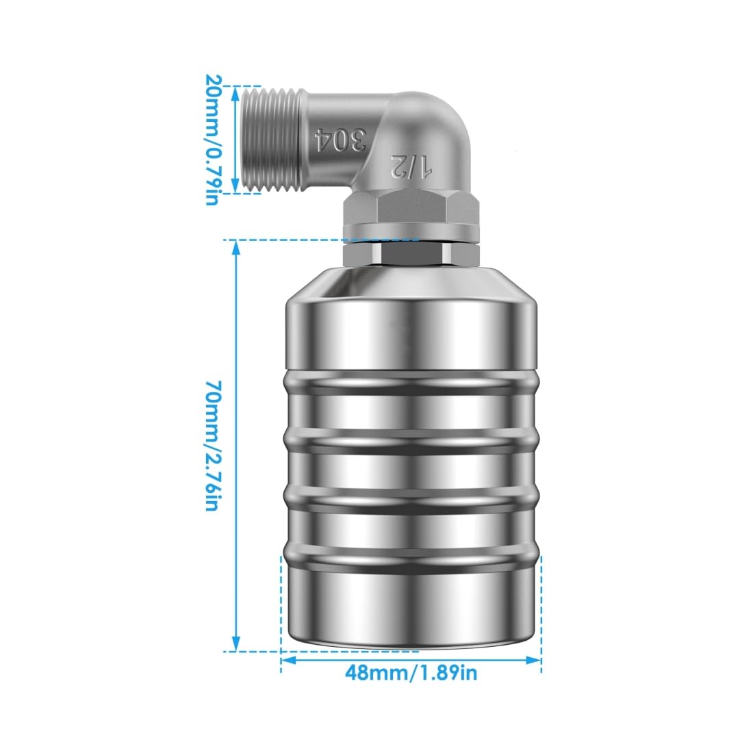 Automatic Float Valve,1/2" to 3/4'' Water Float Valve 304 Stainless Steel Fully Automatic Water Level Control Float Valve for Water Tank, Pool, Water Tank, Livestock Troughs.