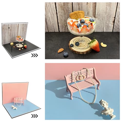 Food Photography Backdrop Board with 8PCS 16Patterns Small Portable Photo Setting Casual Item Photography 16.5 * 11.5 Inch Kit Photoshoot Props kit Table Top Flat Lay Props - color: Pink-Blue