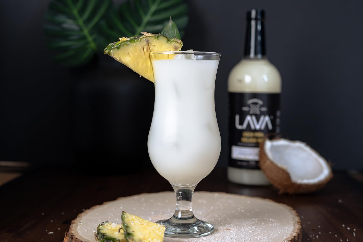 (3 Pack) LAVA Premium Coco Pina Colada Made with Cream of Coconut and Real Pineapple, No Artificial Sweeteners or Flavors, 1-Liter (33.8oz) Glass Bottle.