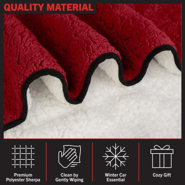 Stalwart Heated Car Blanket 2-Pack - 12V Heated Blanket for Car, RV or Camping - 57x39” Portable Electric Travel Throw - 2 Heat Levels - Tailgating Essentials (Red)